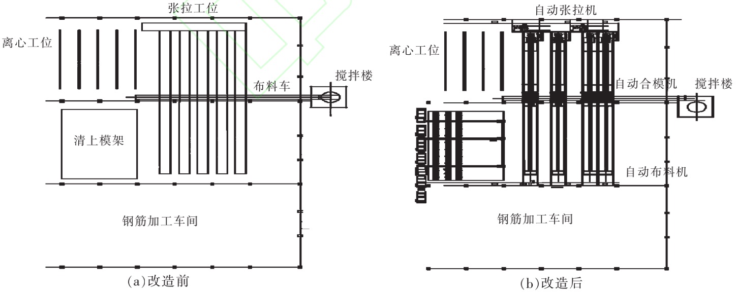 圖1 前臺(tái)改造前后的平面布置圖